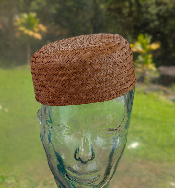 22 Inch Kona Lauhala Pāpale Toque Pillbox Hat Handmade in Hawaiʻi