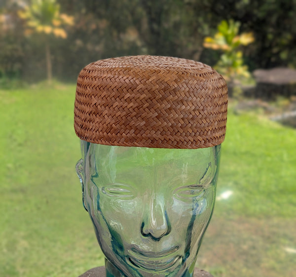 22 Inch Kona Lauhala Pāpale Toque Pillbox Hat Handmade in Hawaiʻi