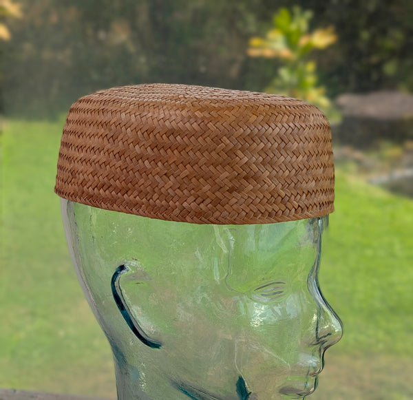 22 Inch Kona Lauhala Pāpale Toque Pillbox Hat Handmade in Hawaiʻi