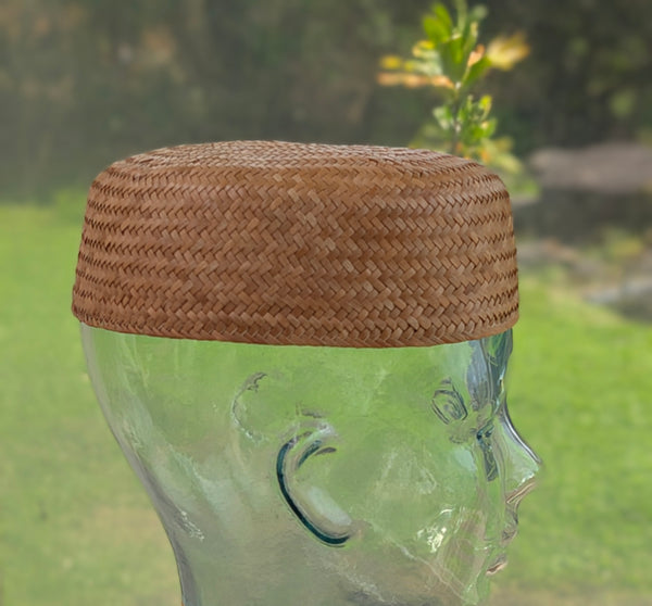 22 Inch Kona Lauhala Pāpale Toque Pillbox Hat Handmade in Hawaiʻi