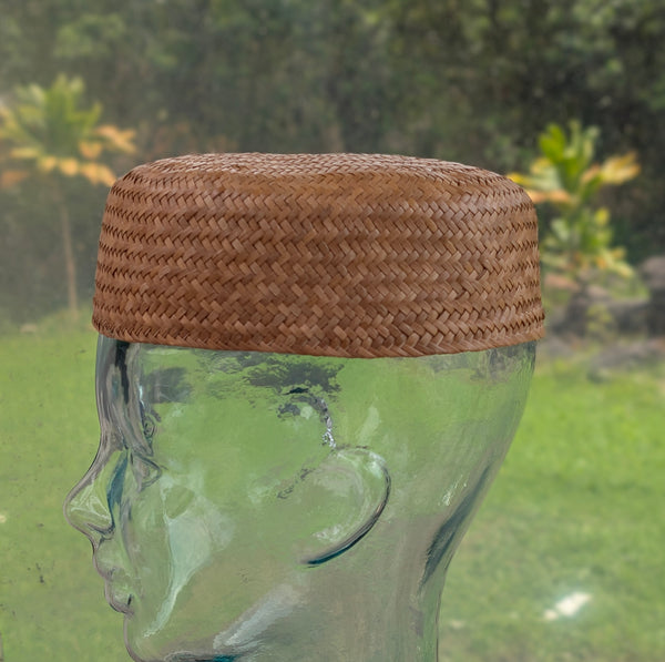 22 Inch Kona Lauhala Pāpale Toque Pillbox Hat Handmade in Hawaiʻi