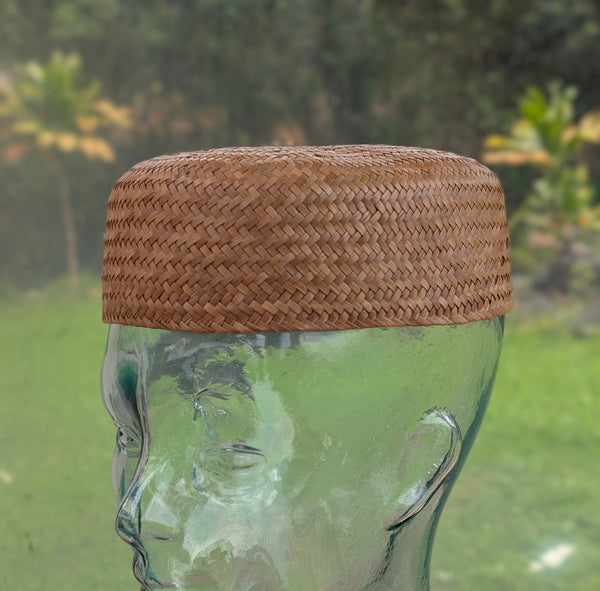 22 Inch Kona Lauhala Pāpale Toque Pillbox Hat Handmade in Hawaiʻi