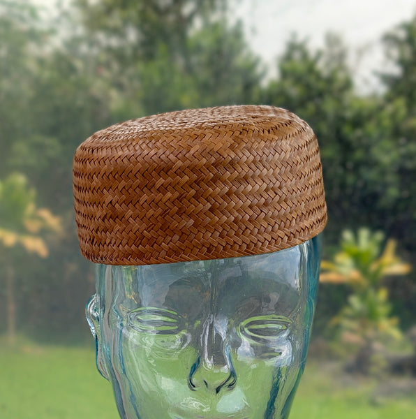 22 Inch Kona Lauhala Pāpale Toque Pillbox Hat Handmade in Hawaiʻi