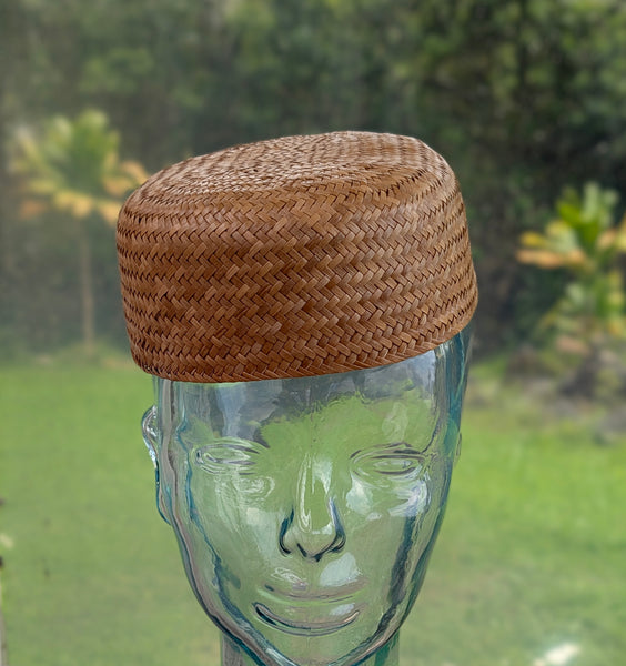 22 Inch Kona Lauhala Pāpale Toque Pillbox Hat Handmade in Hawaiʻi