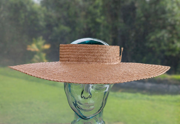 23.5 Inch Wide Brim Pāpale Pāʻole Pikoʻole Kona Lauhala Hat Made in Hawaii