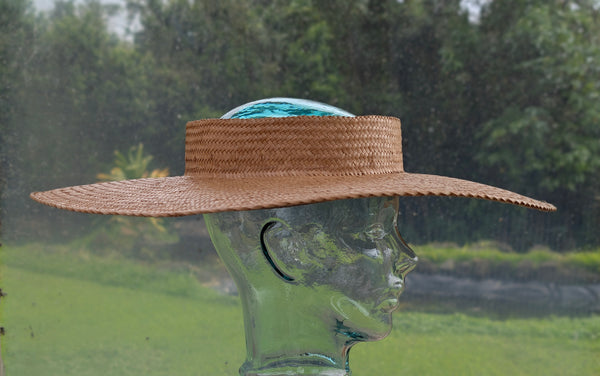 23.5 Inch Wide Brim Pāpale Pāʻole Pikoʻole Kona Lauhala Hat Made in Hawaii