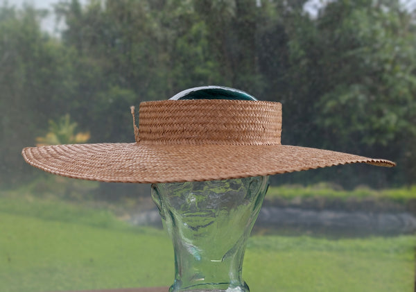 23.5 Inch Wide Brim Pāpale Pāʻole Pikoʻole Kona Lauhala Hat Made in Hawaii