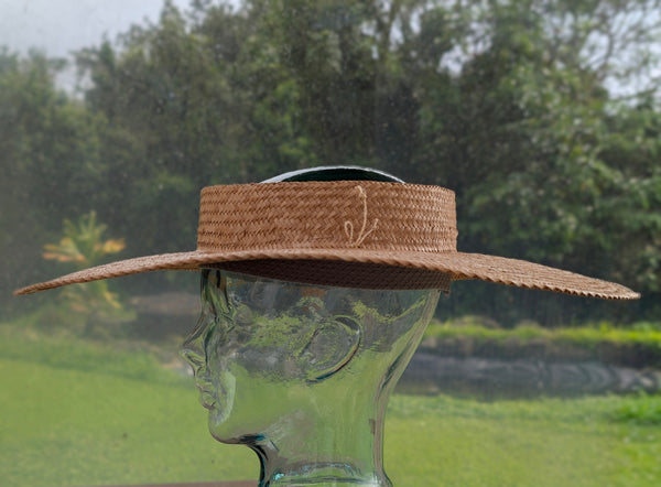 23.5 Inch Wide Brim Pāpale Pāʻole Pikoʻole Kona Lauhala Hat Made in Hawaii