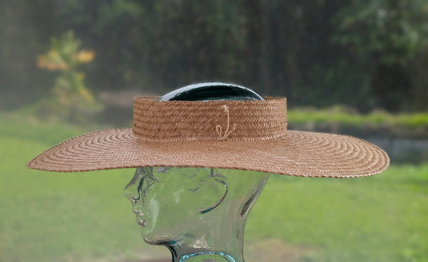 23.5 Inch Wide Brim Pāpale Pāʻole Pikoʻole Kona Lauhala Hat Made in Hawaii